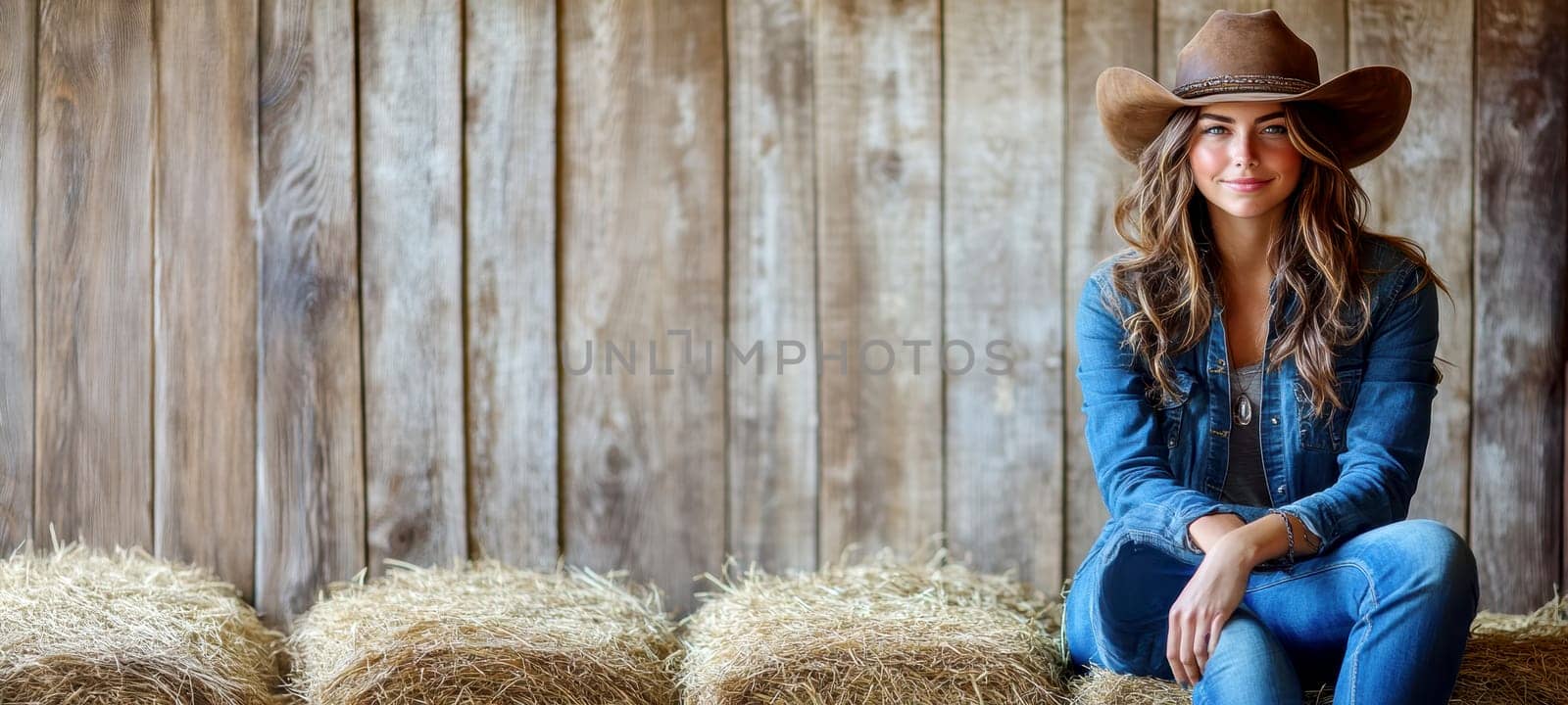 A beautiful cowgirl in jeans . AI generative.