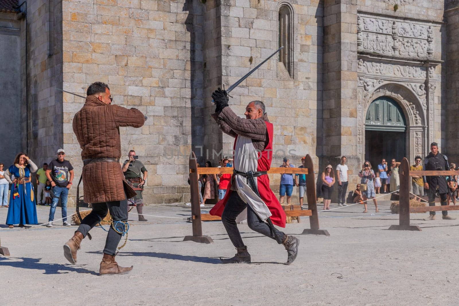 Caminha, Portugal - July 27, 2024: Caminha during the Medieval Fair reenactment. Caminha is a town in the north of Portugal, and very popular among tourists.