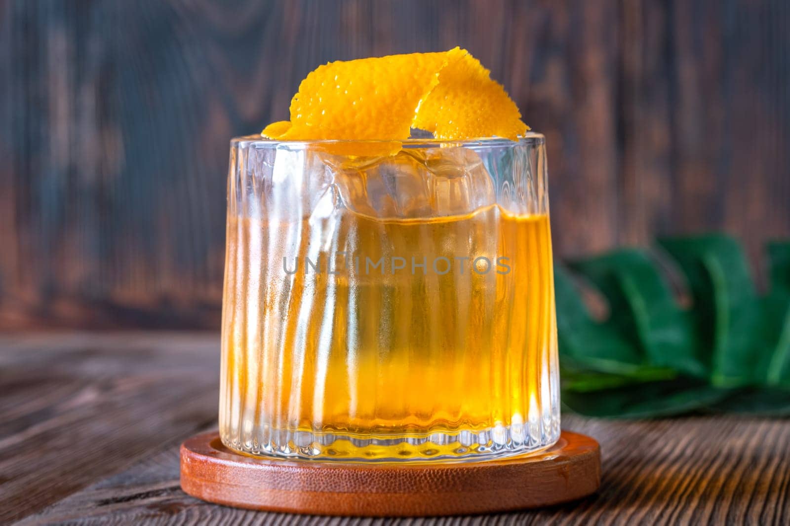 Banana Old Fashioned with orange zest garnish