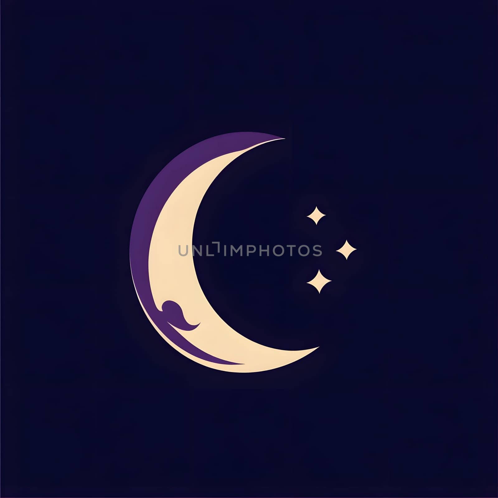 Astronomy crescent space moon at night icon logo symbol