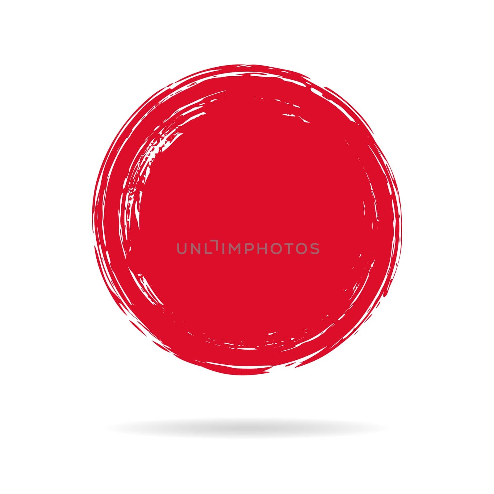 Hand painted grunge circle. Red round blob hand drawn with ink brush. Vector illustration