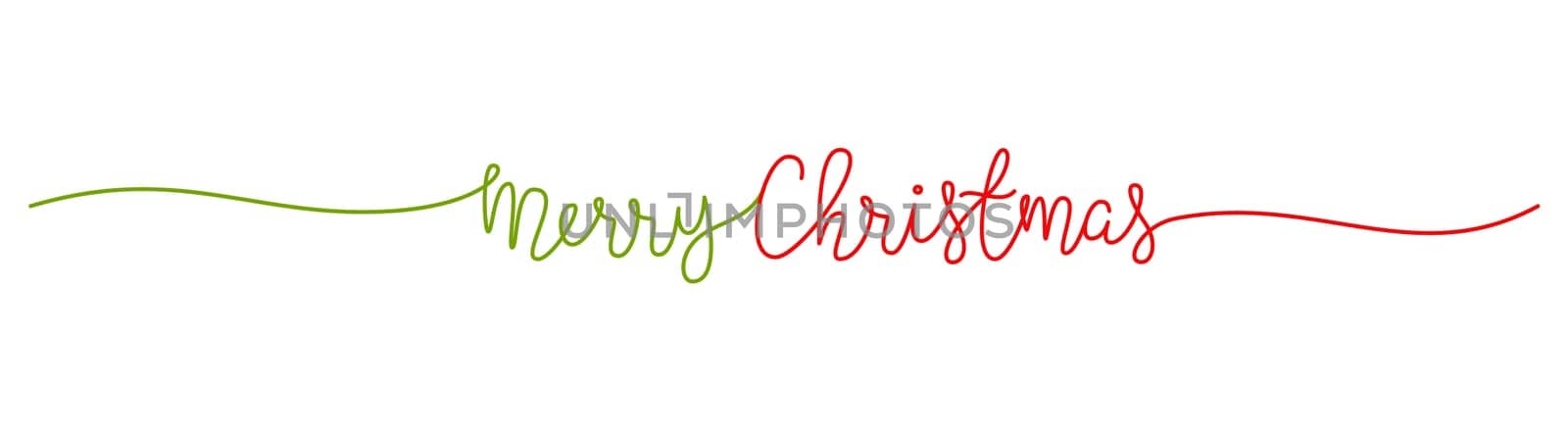 Merry Christmas lettering banner with snow flake hand drawn with thin line, divider shape. Isolated on white background. Vector illustration