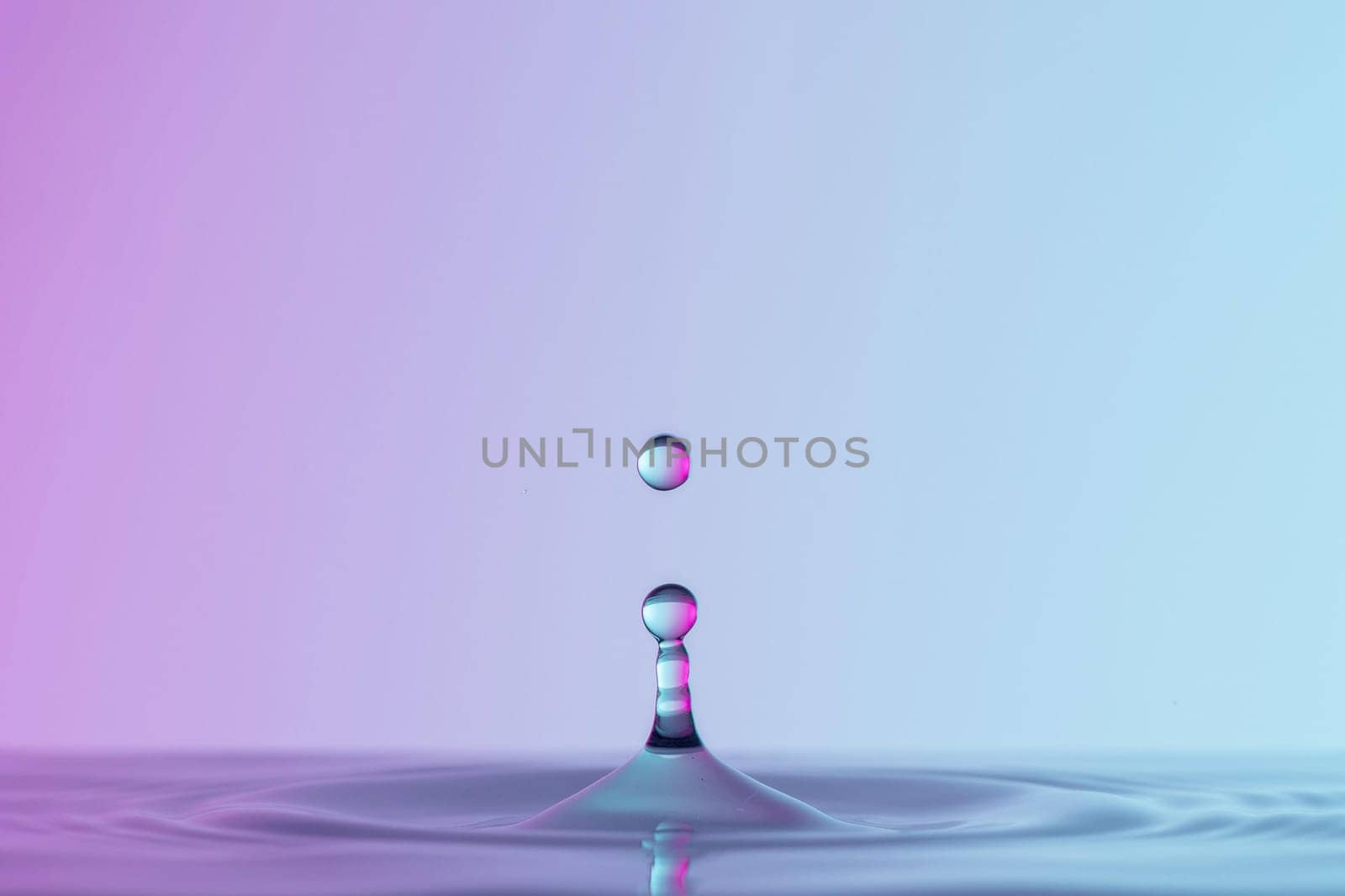 front view drops transparent liquid