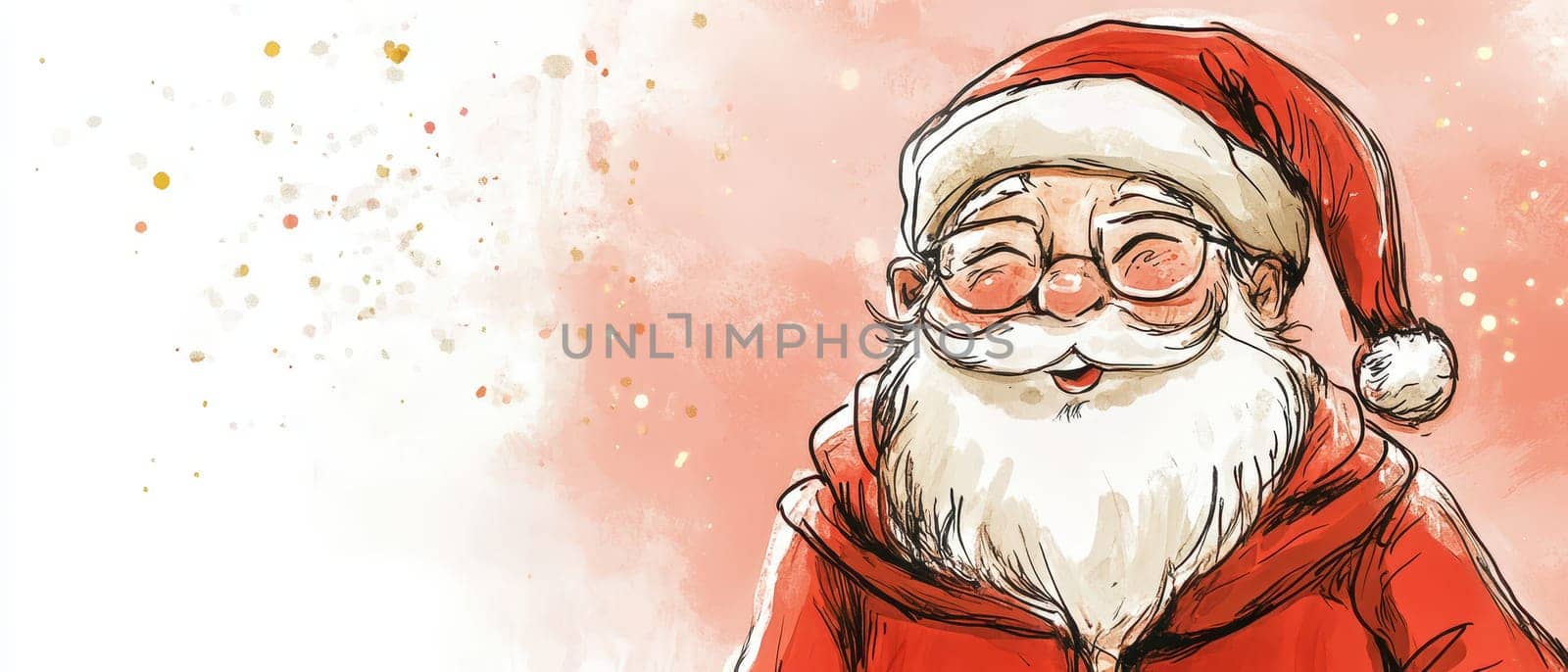A joyful Santa Claus smiles warmly spreading holiday cheer with his bright red hat and fluffy white beard embodying the spirit of Christmas.