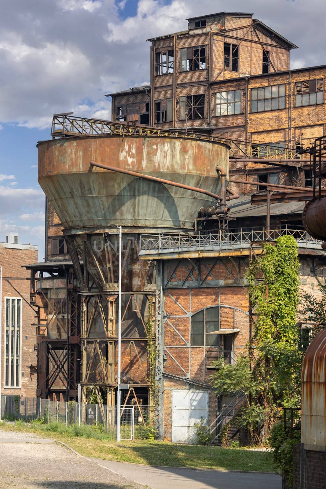 Ostrava, Czech Republic - September 2, 2024: Lower Vitkovice (Dolni oblast Vitkovice), post-industrial remains of revitalized 19th-century iron factory