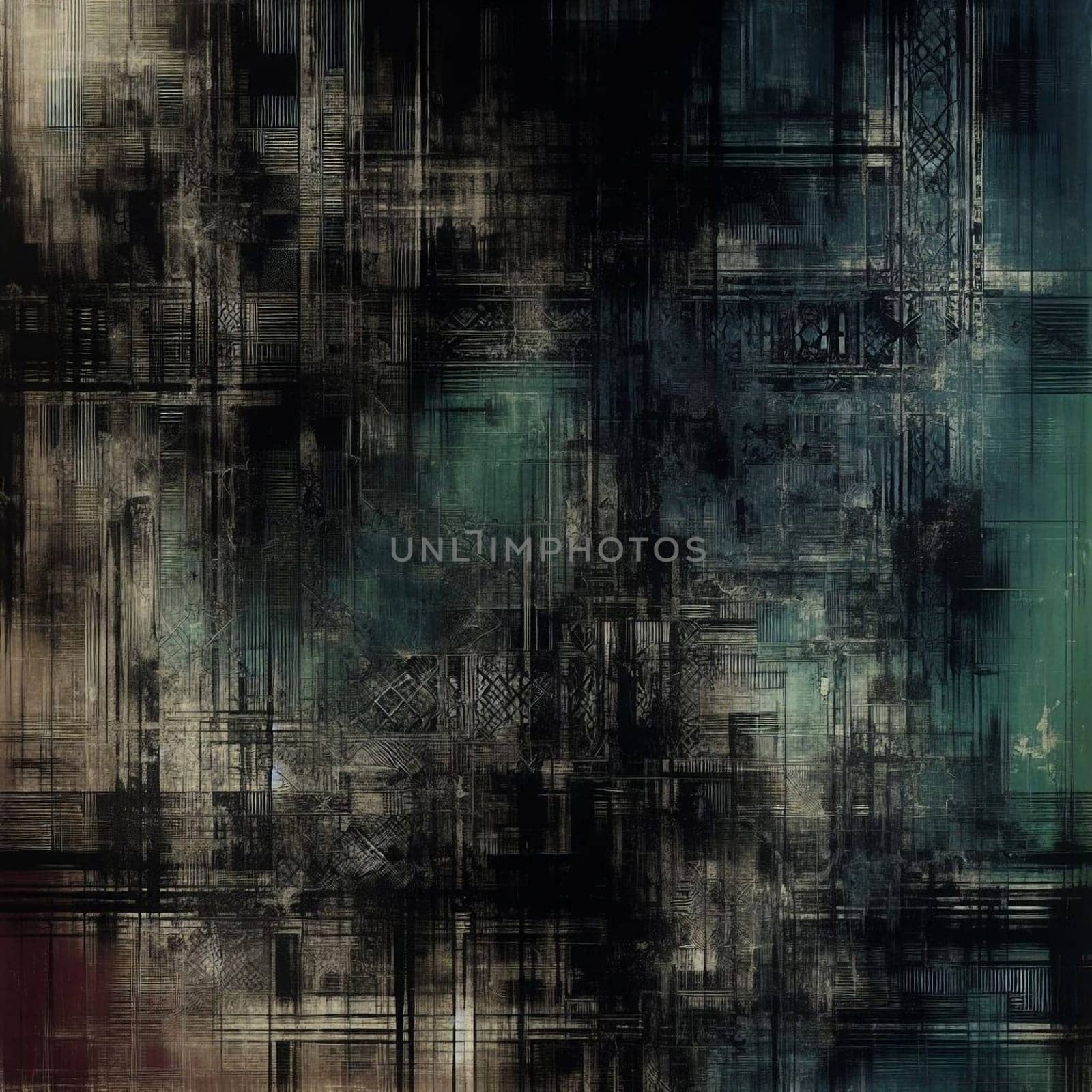 An abstract image with a textured, layered design featuring dark, geometric patterns and muted colors. High quality AI-generated photo.