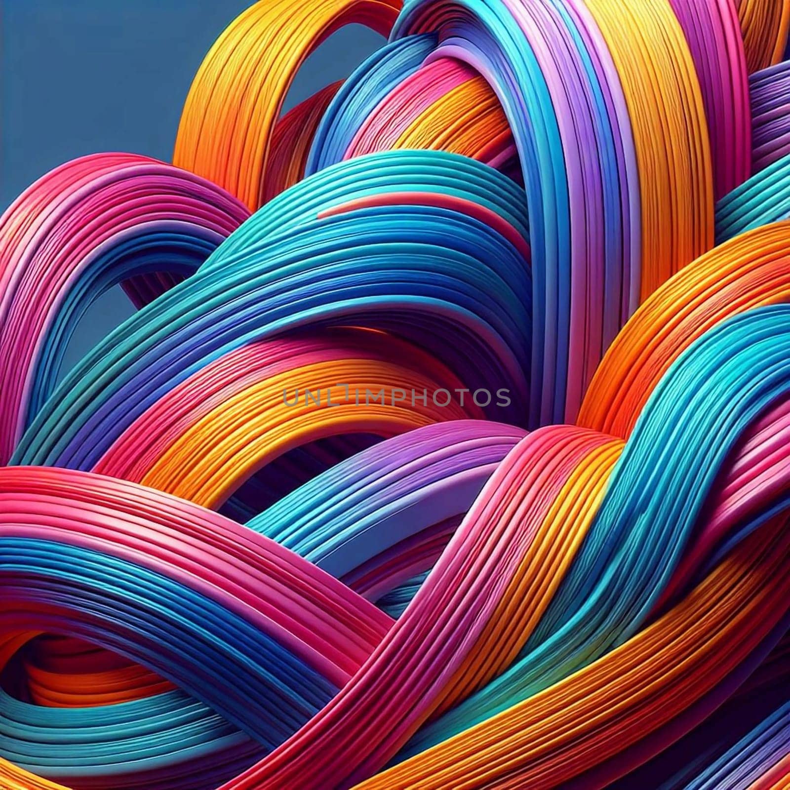 An abstract image of colorful, swirling ribbons creating a dynamic and visually captivating composition. High quality AI-generated photo.