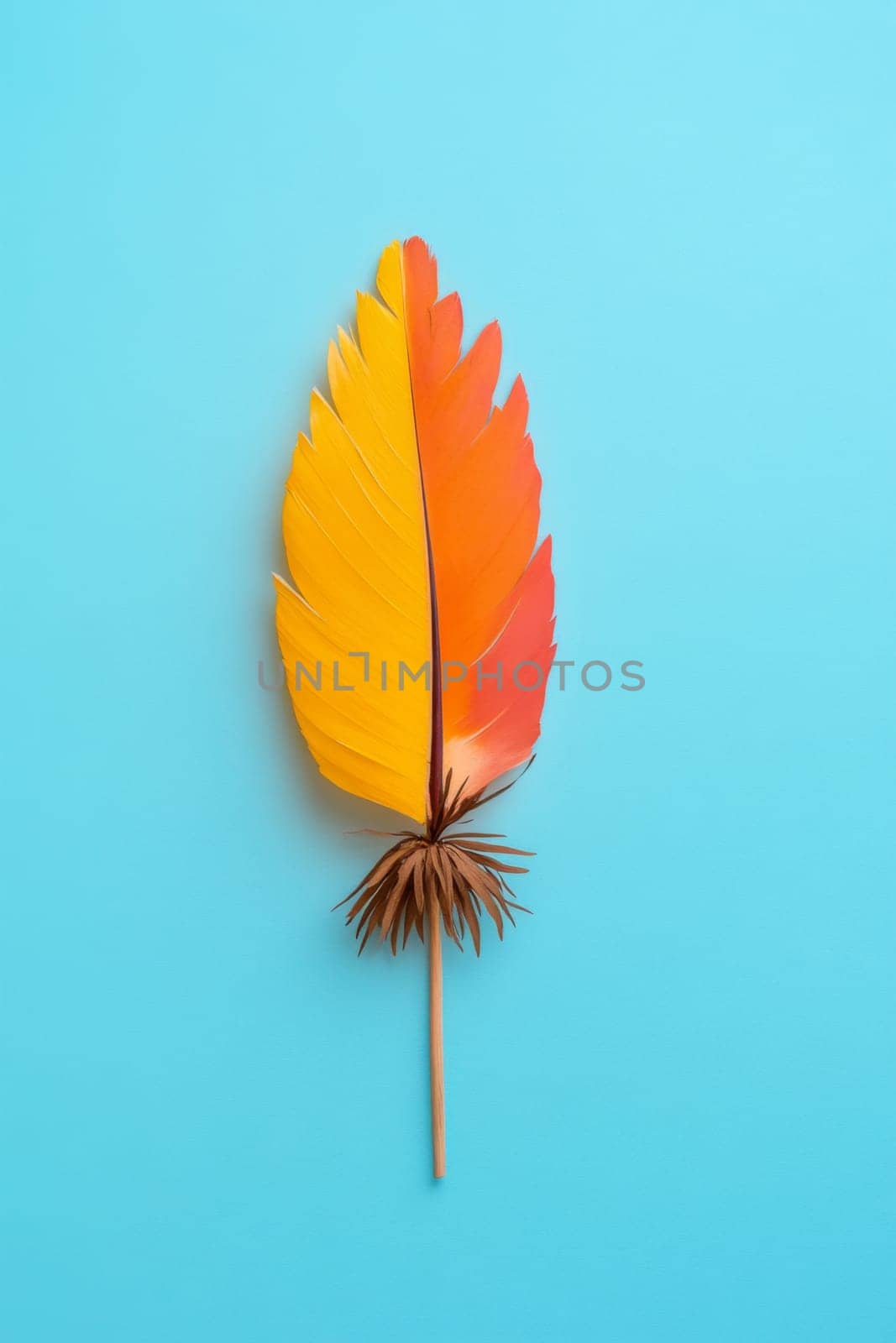 Nation indigenous peoples day concept, Colorful feather on minimslist color background, AI generated