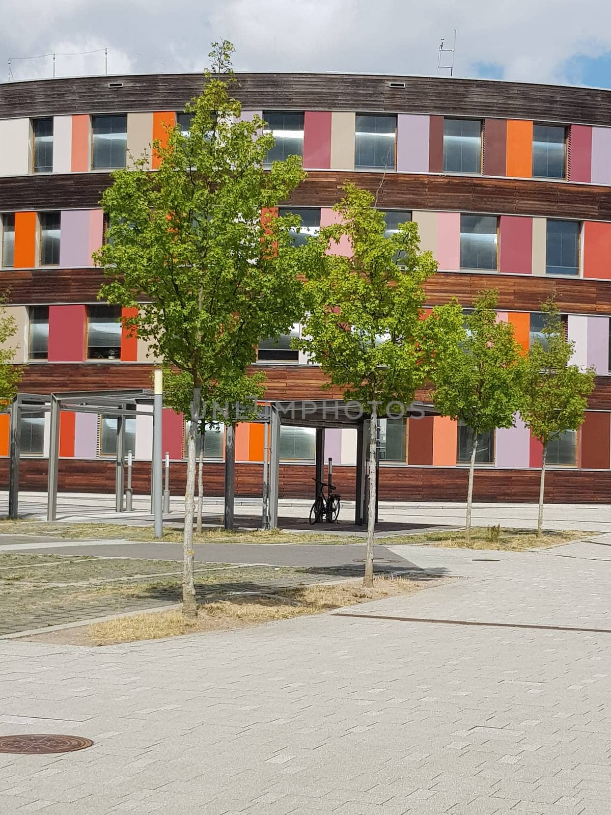 DESSAU - AUGUST 05, 2018: Dessau - August 05, 2018:   DESSAU - AUGUST 05, 2018:Environment and colorful facade of the Federal Environment Agency in Dessau