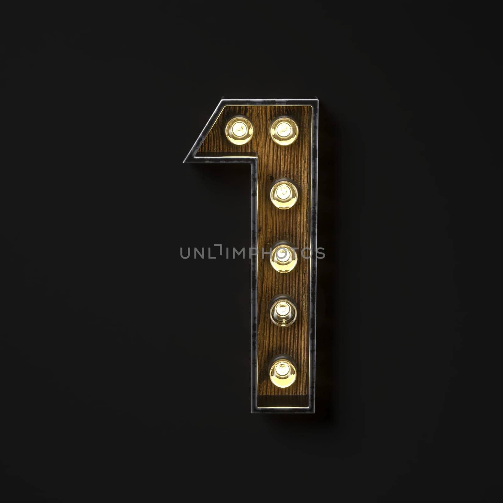 Light bulb glowing Number 1 ONE 3D rendering illustration isolated on black background
