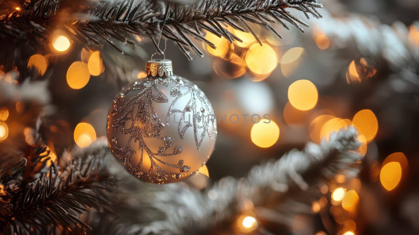 A beautifully adorned Christmas tree features sparkling ornaments and glowing lights creating a warm holiday atmosphere in December.
