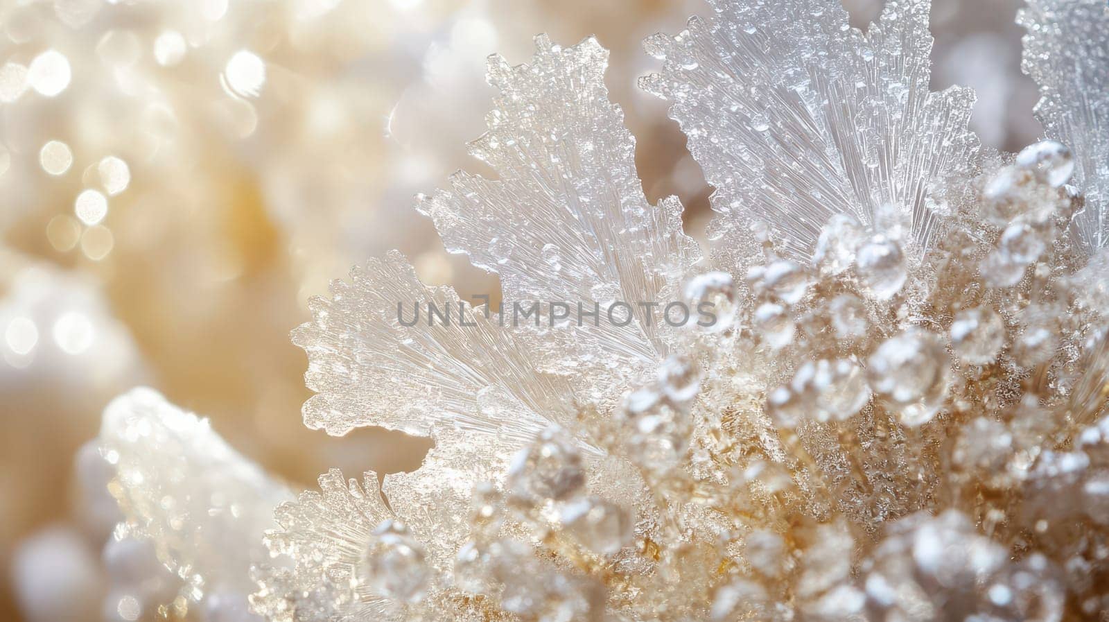 Frost covers intricate winter foliage creating a sparkling winter wonderland during the festive Christmas season in a serene outdoor setting.