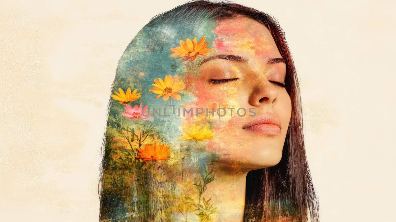 An illustration of the mind depicted as a garden where flowers grow and bloom, symbolizing healing and positive mental health. The concept of mental health