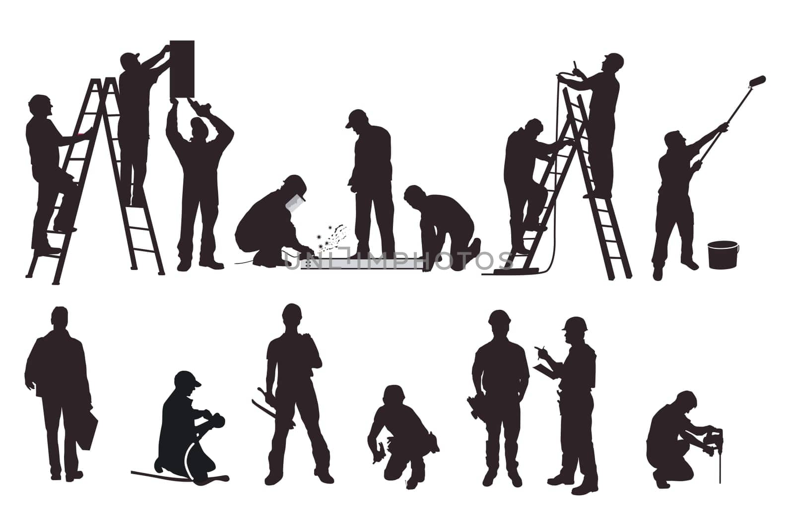 Craftsman and builder  illustration, isolated on white background