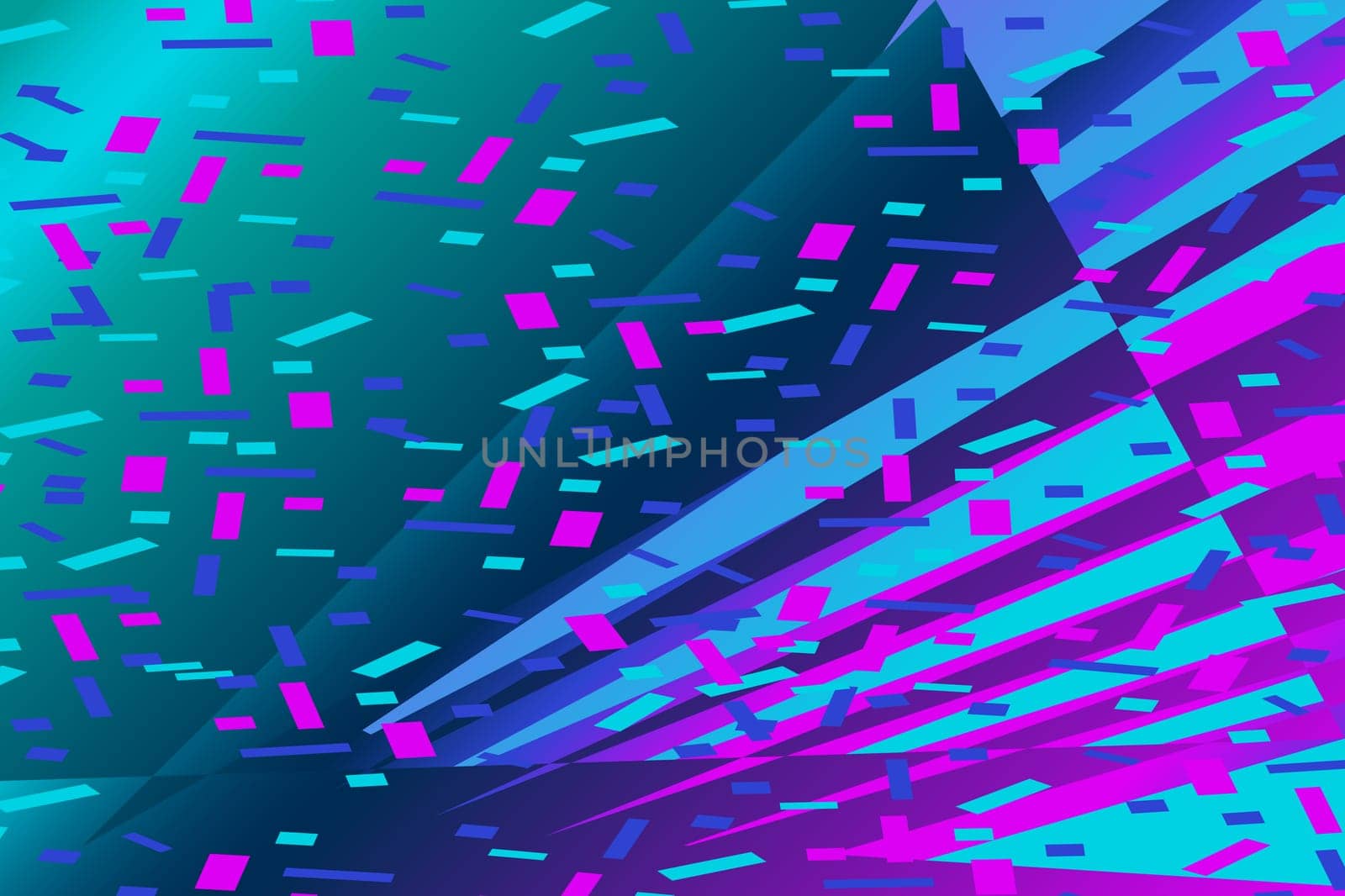 Falling confetti abstract background in retro neon colors vector illustration. Happy geometric trendy graphic design for greeting card banner poster event celebration flyer party invitation cover