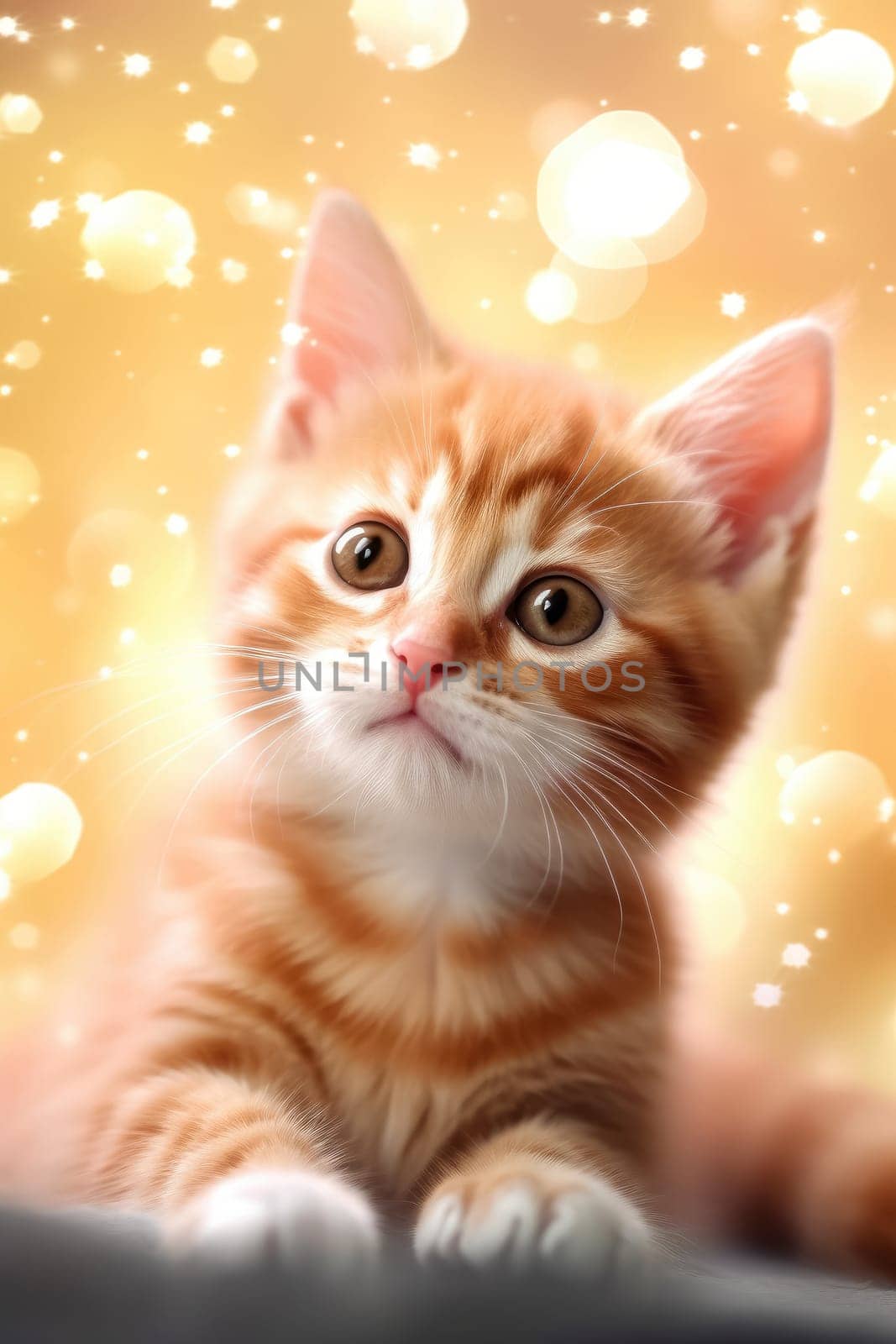 Birthday card with cute kitten - AI generated