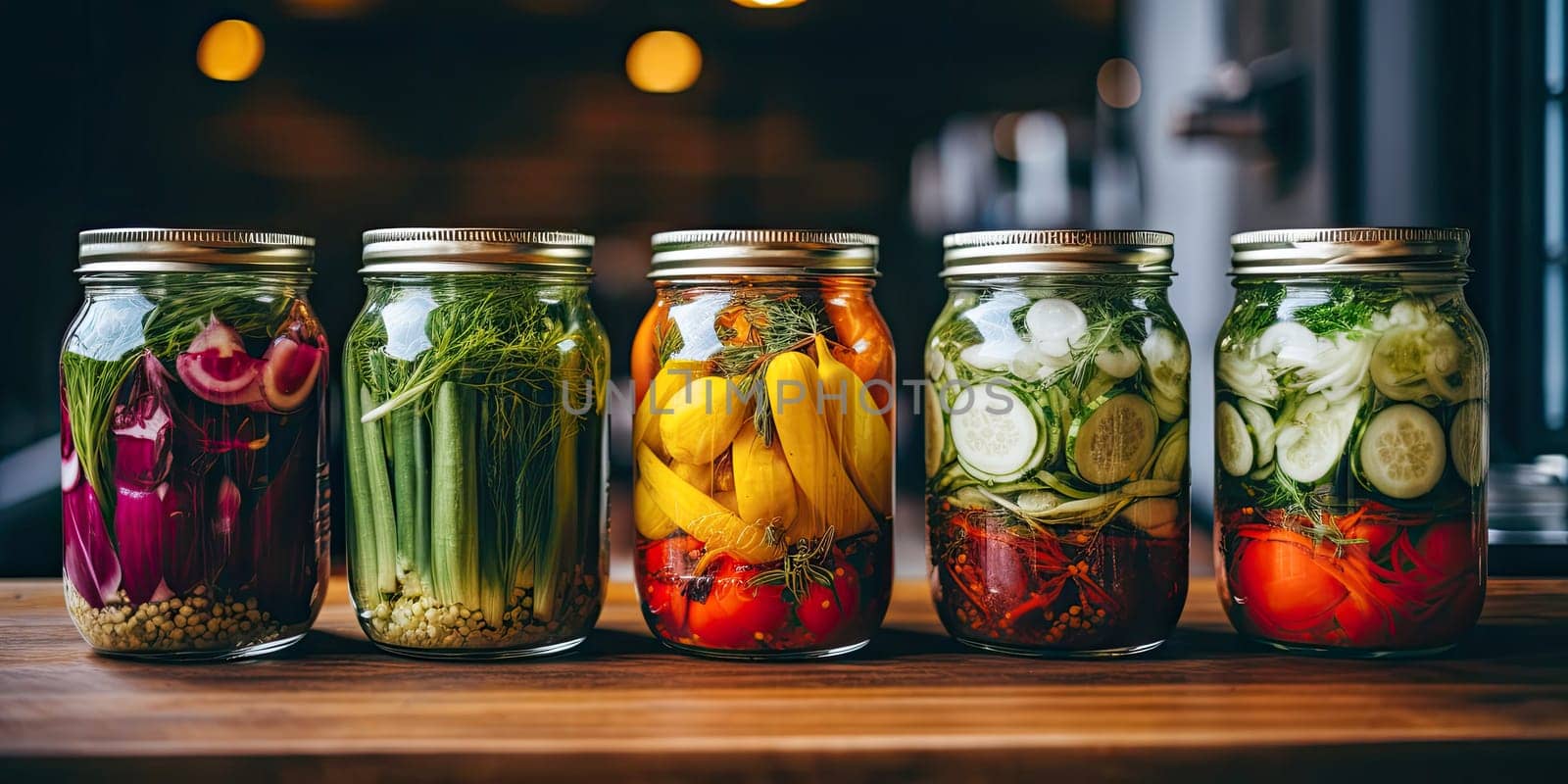 Fermented vegetables in jars - AI generated