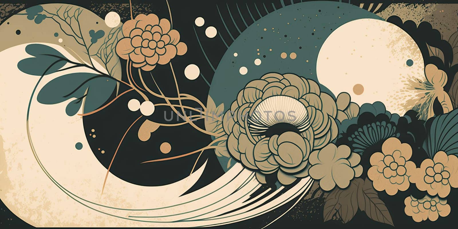 A floral background in Japanese style - AI generated