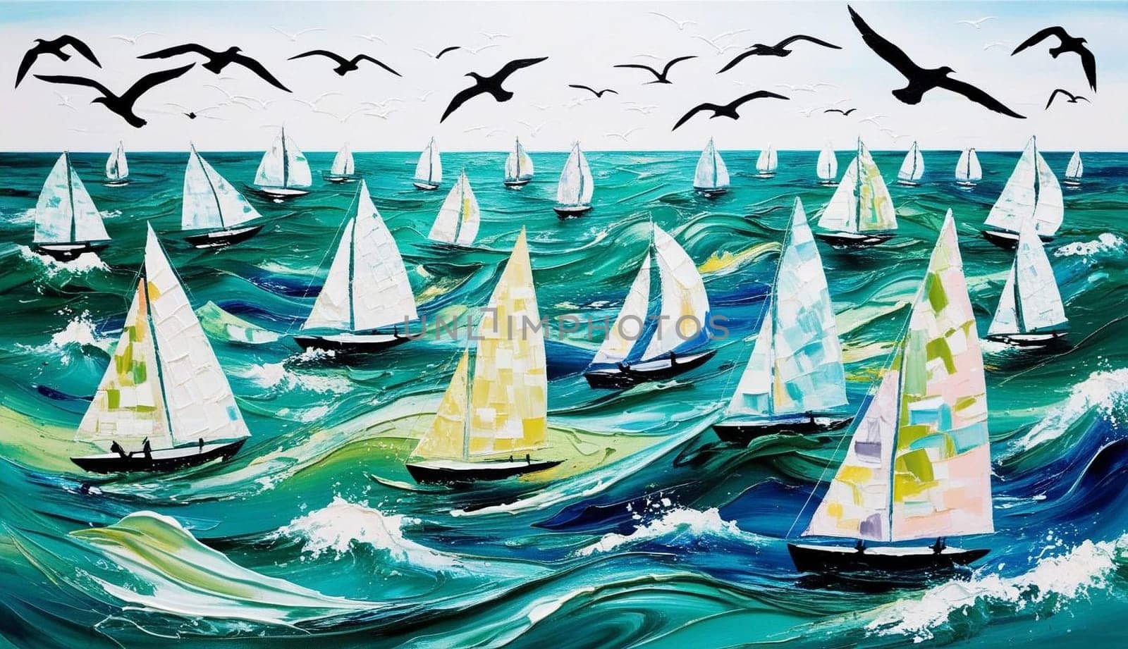 Sailing Regatta In Turbulent Waters