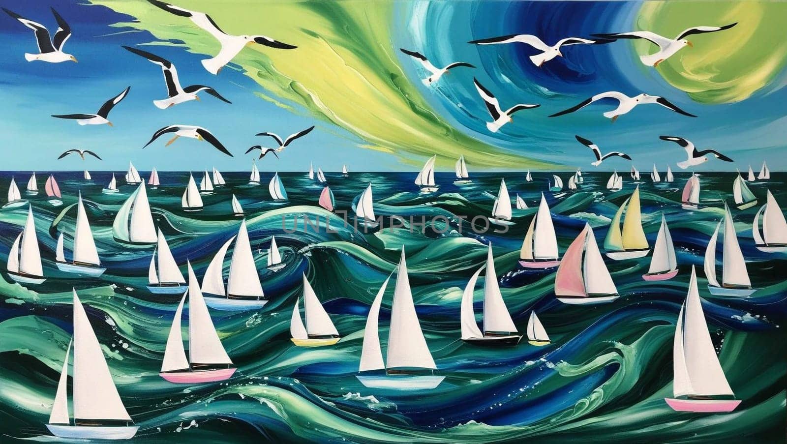 Sailing Regatta In Turbulent Waters