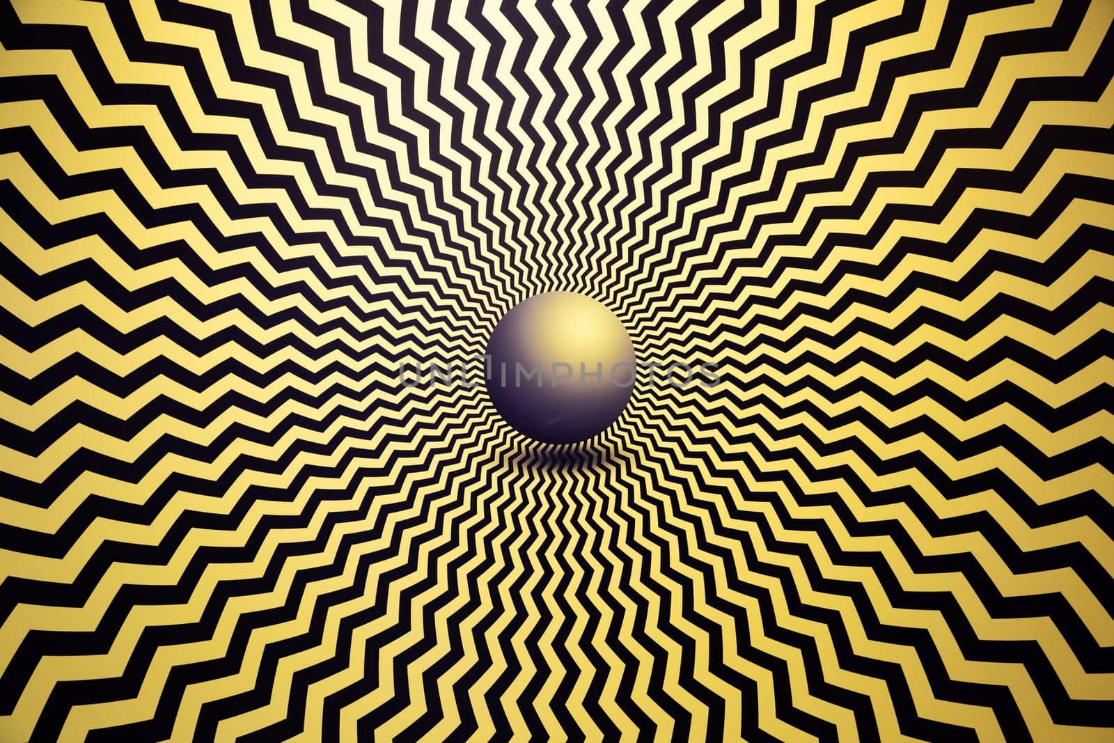 Optical illusion horizontal background. Abstract curves, geometric effect. Yellow.