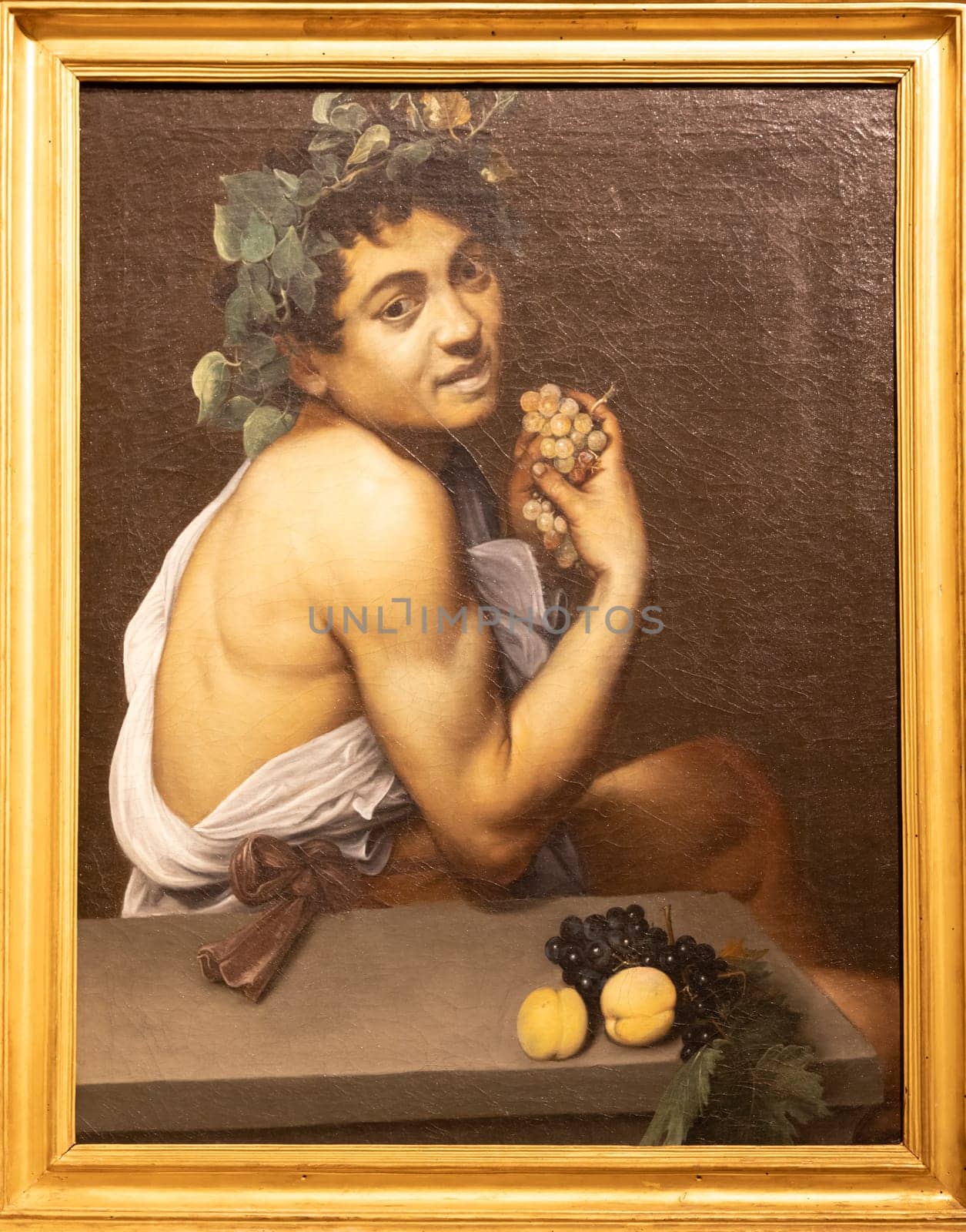 Rome, Italy - 28 December 2023: Self-portrait as the Sick Bacchus by Caravaggio, 1593 - oil on canvas - Galleria Borghese