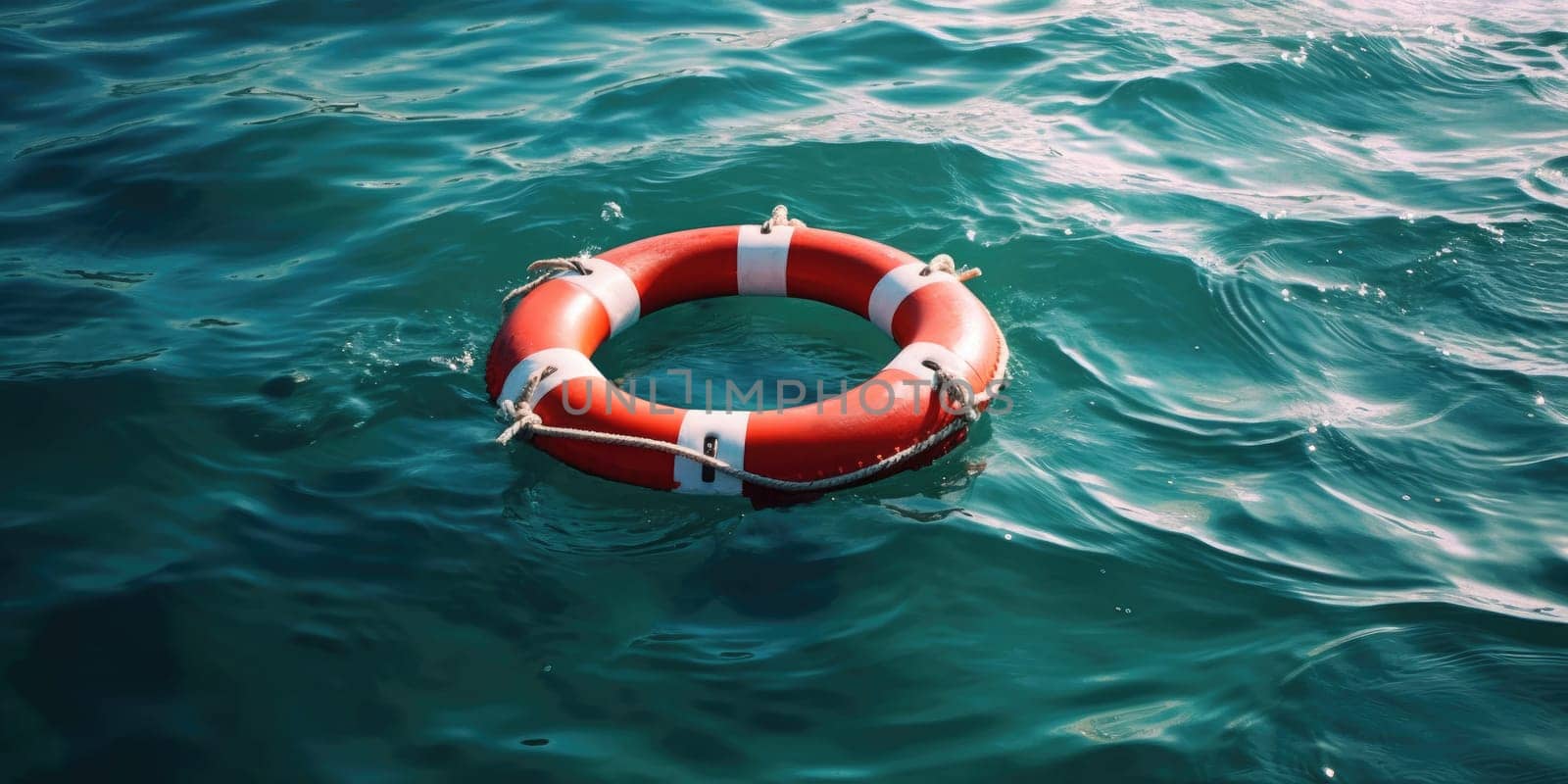 A life ring floating on the sea - AI generated