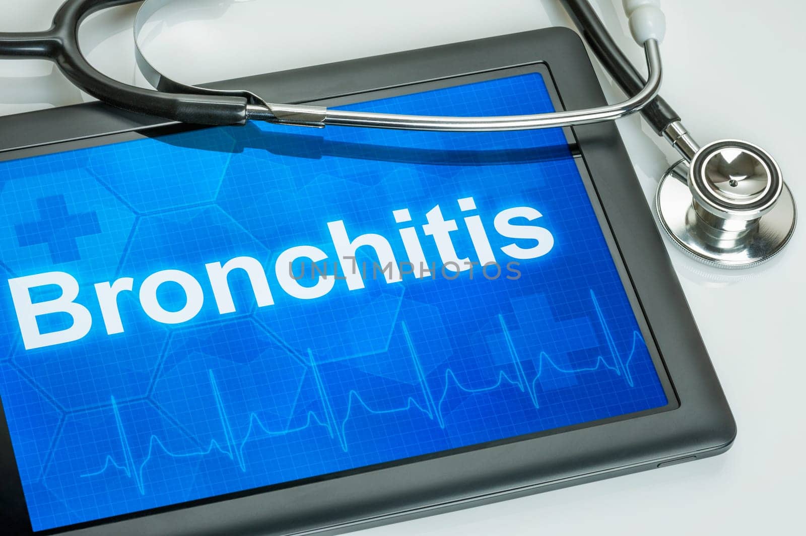 Tablet with the text Bronchitis on the display