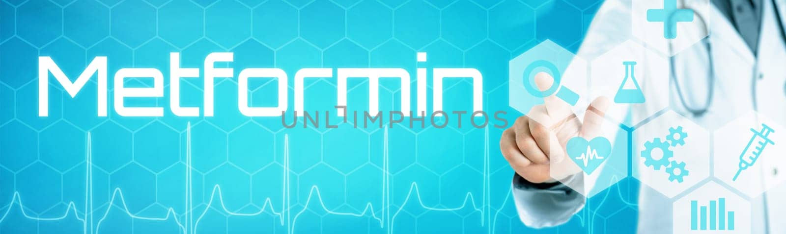 Doctor touching an icon on a futuristic interface - Metformin