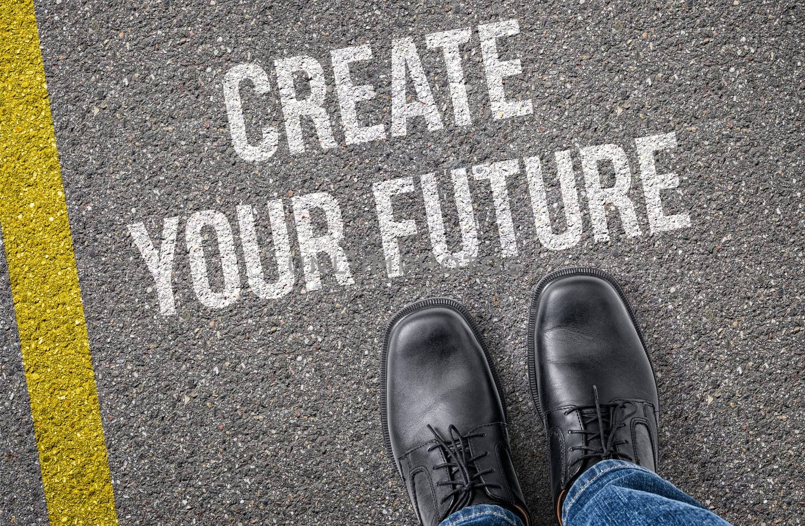 Text on the road - Create your future