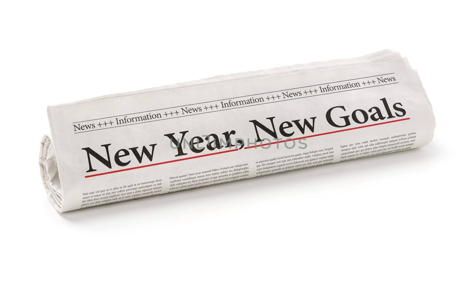 Rolled newspaper with the headline New year, new goals