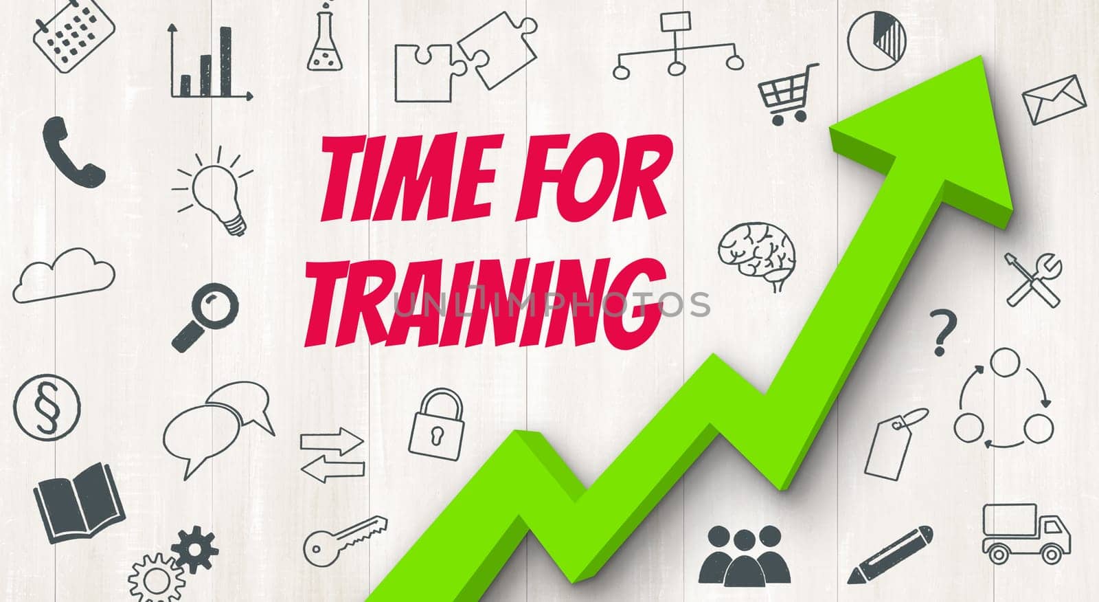 Ascending arrow with icons - Time for training