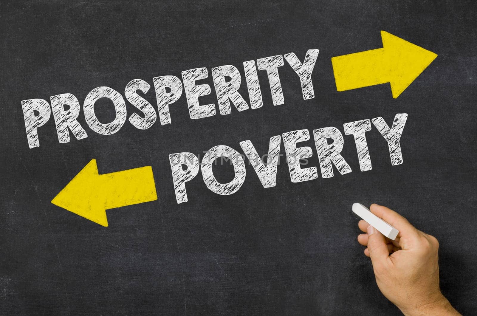 Prosperity or Poverty written on a blackboard