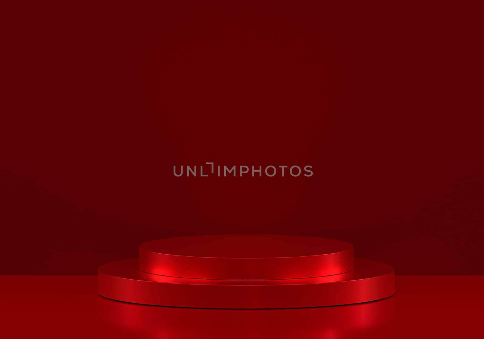 Podium red shape for show cosmetic product display for christmas day or new years. stand product showcase on red background