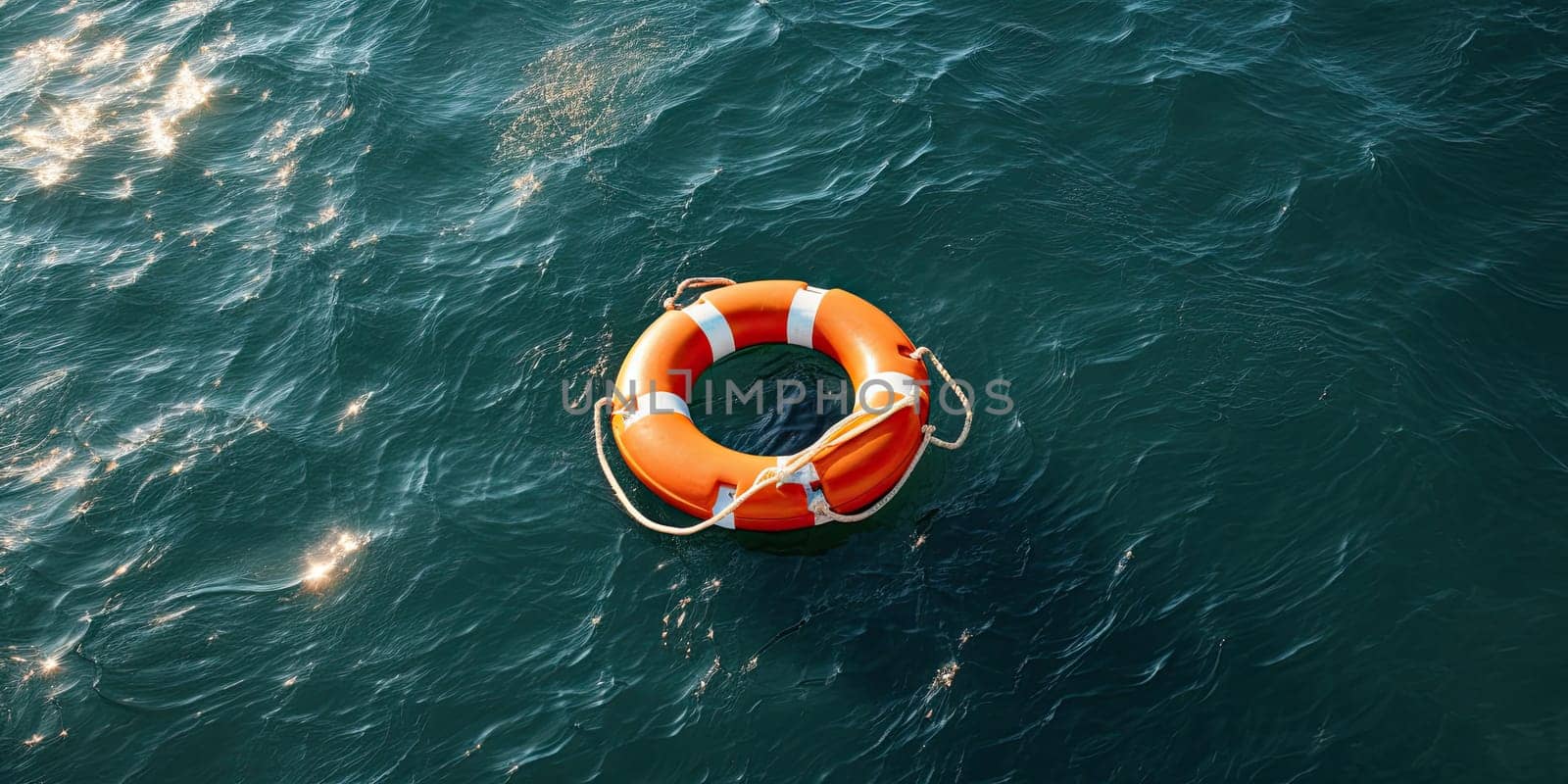 A life ring floating on the sea - AI generated