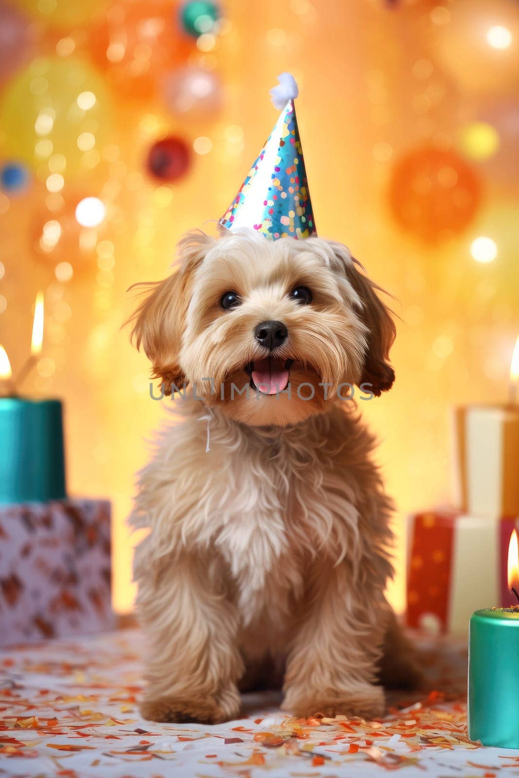 Birthday card with cute dog - AI generated