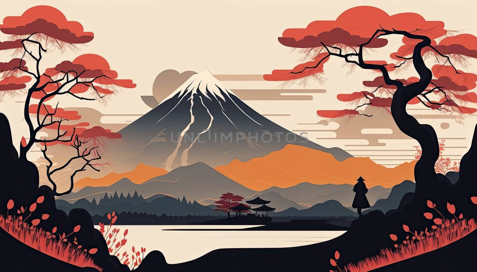 Japan - Minimalistic flat design - AI generated