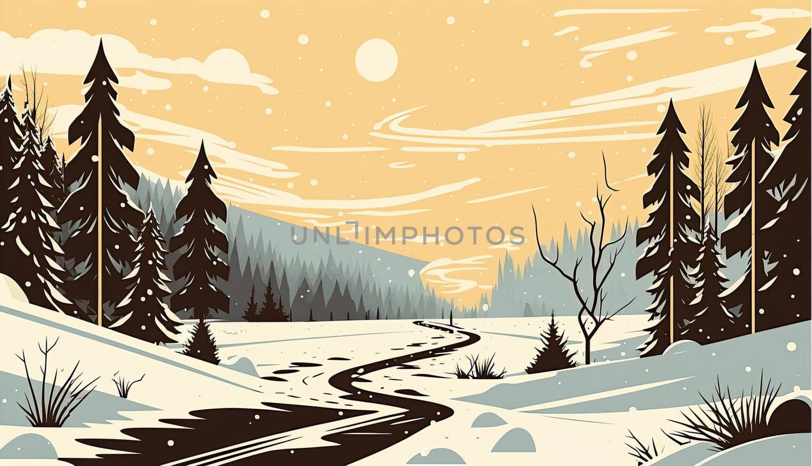 Winter - Minimalistic flat design - AI generated
