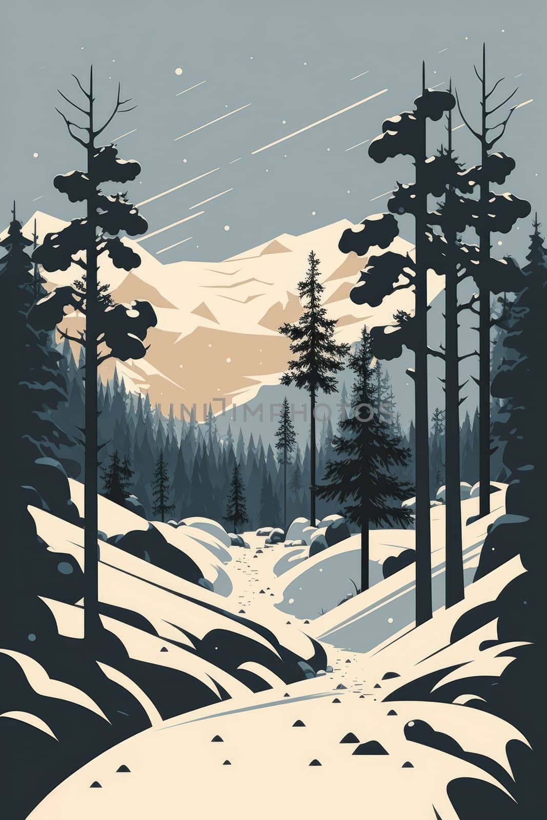 Winter - Minimalistic flat design - AI generated