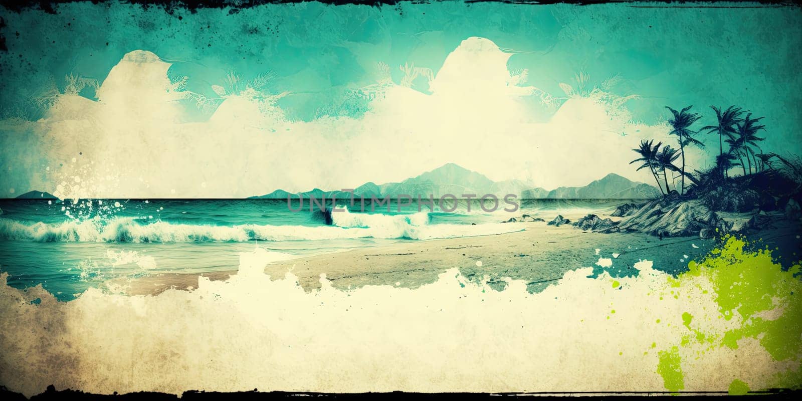 An abstract retro landscape background with rough textures - AI generated