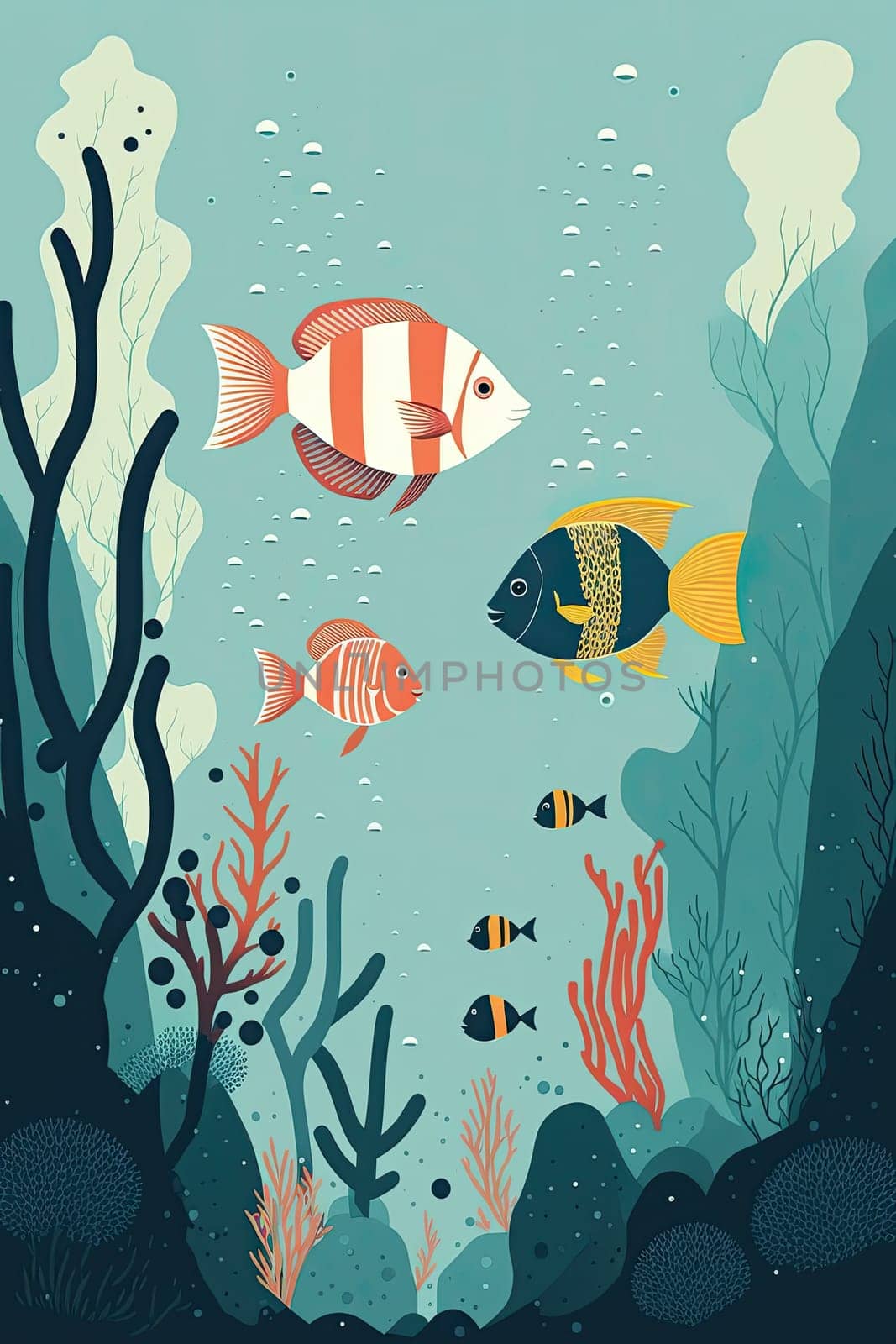 Underwater - Minimalistic flat design - AI generated