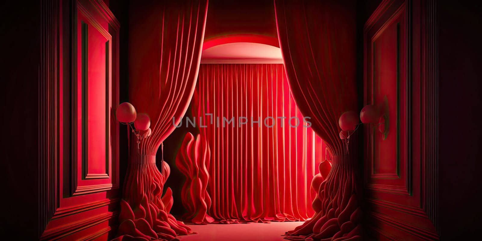 Hallway with curtains - AI generated