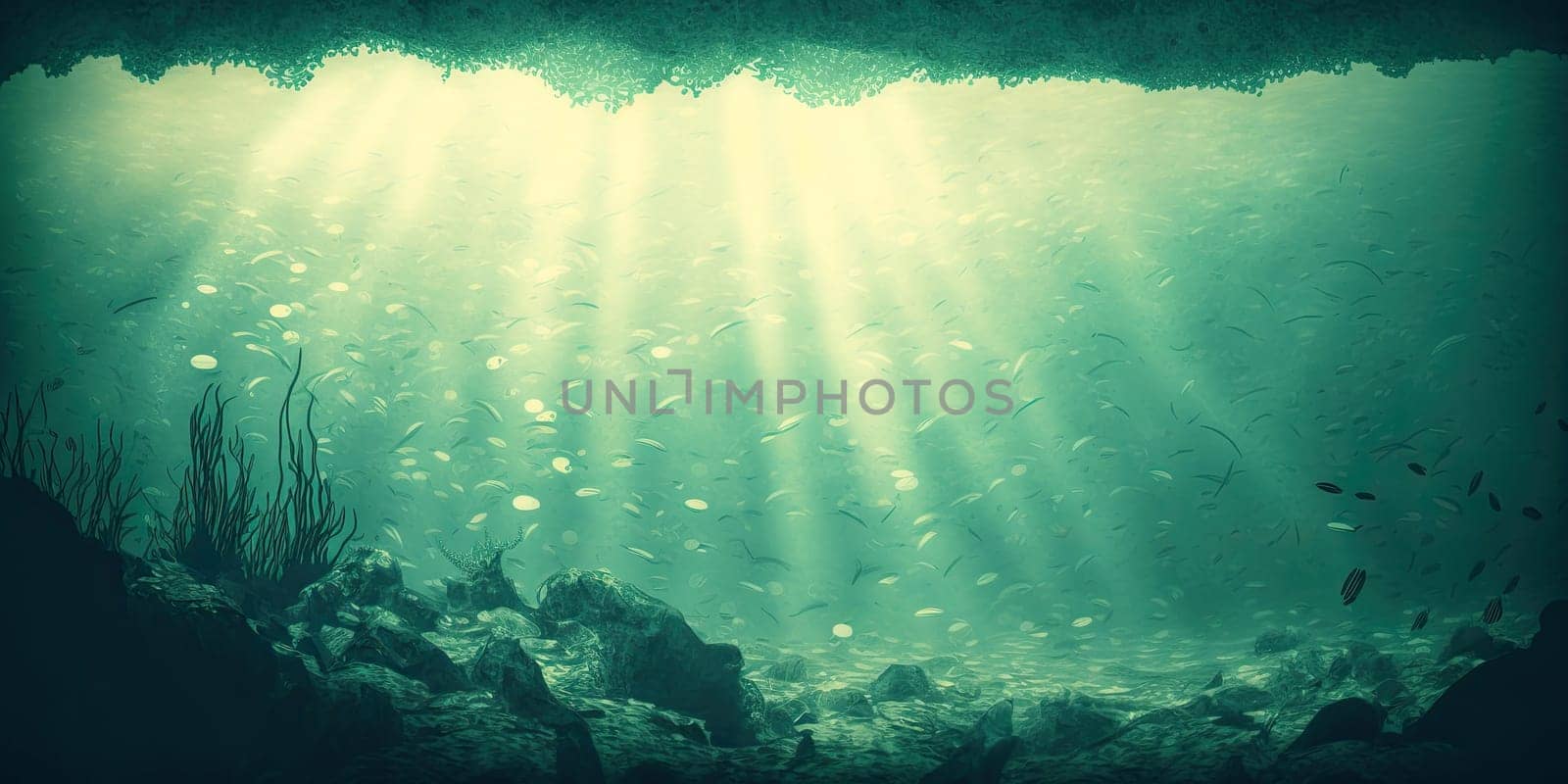 Underwater - Minimalistic illustration - AI generated
