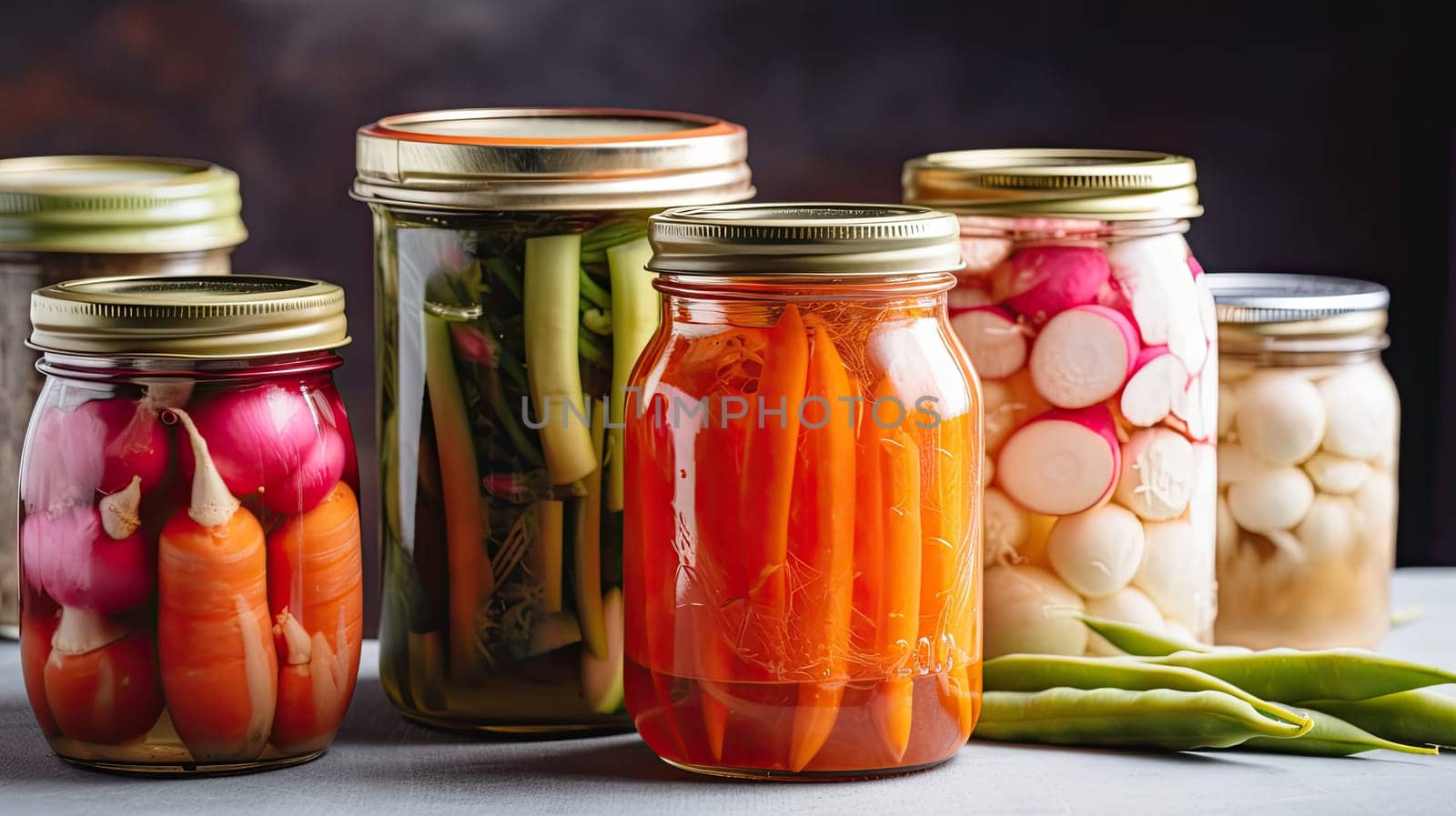Fermented vegetables in jars - AI generated