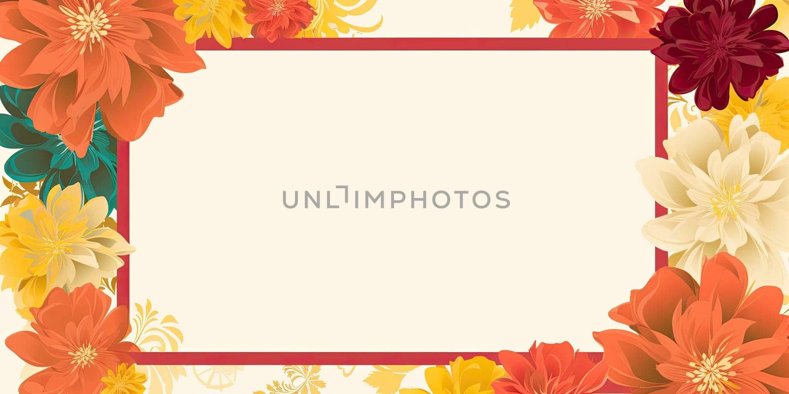 A floral background with a frame in the middle - AI generated