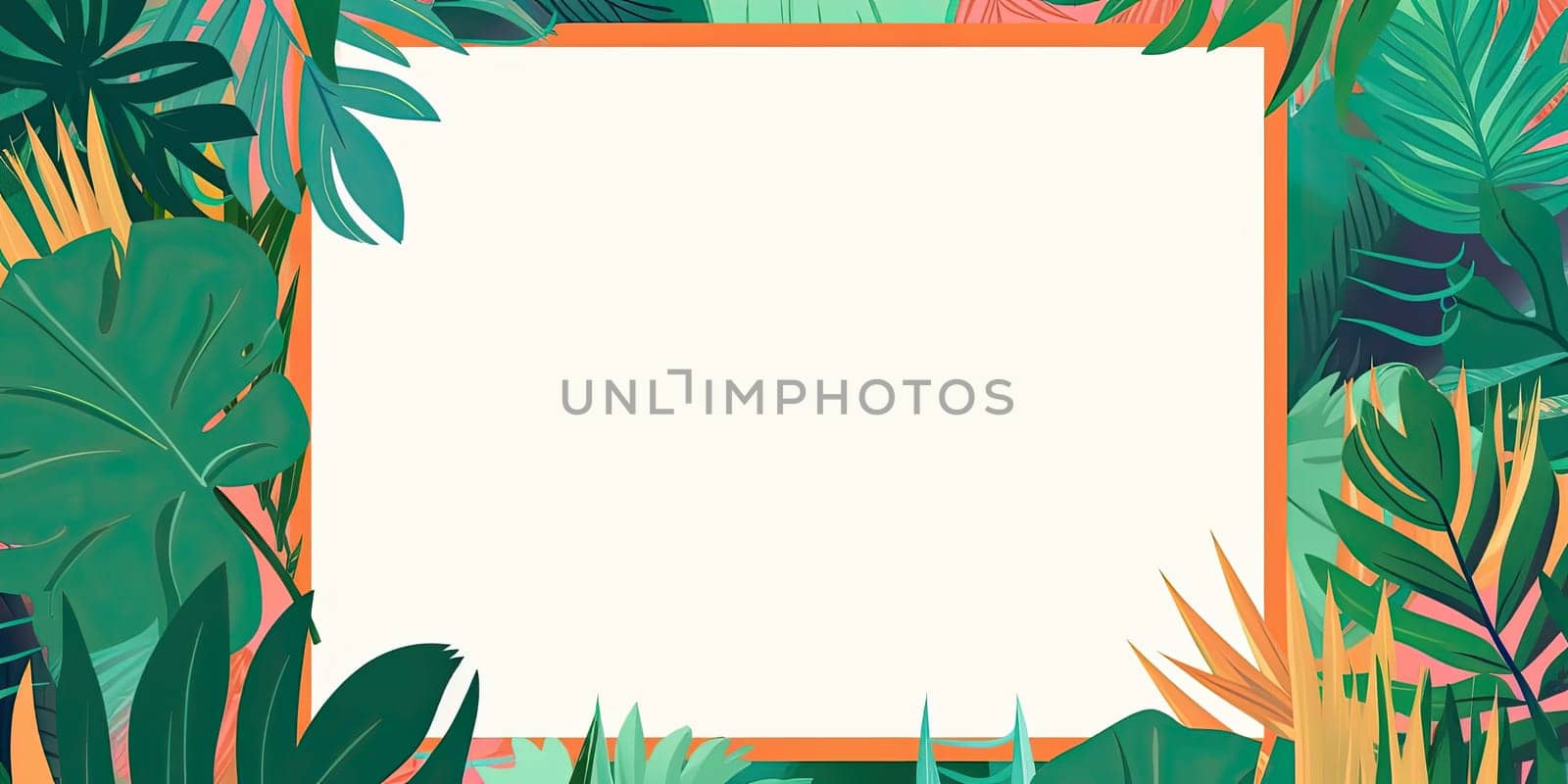 A jungle background with a white frame in the middle - AI generated