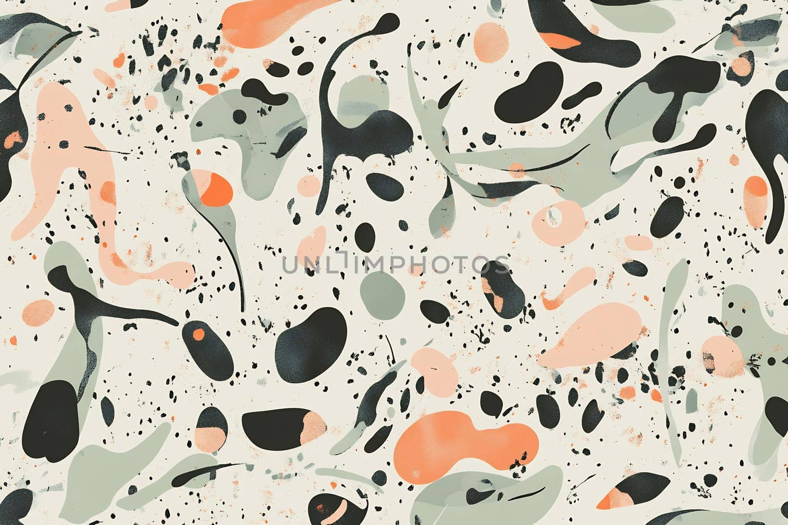 Bright splashes and fluid shapes blend harmoniously on a textured background, creating an energetic and playful visual experience.
