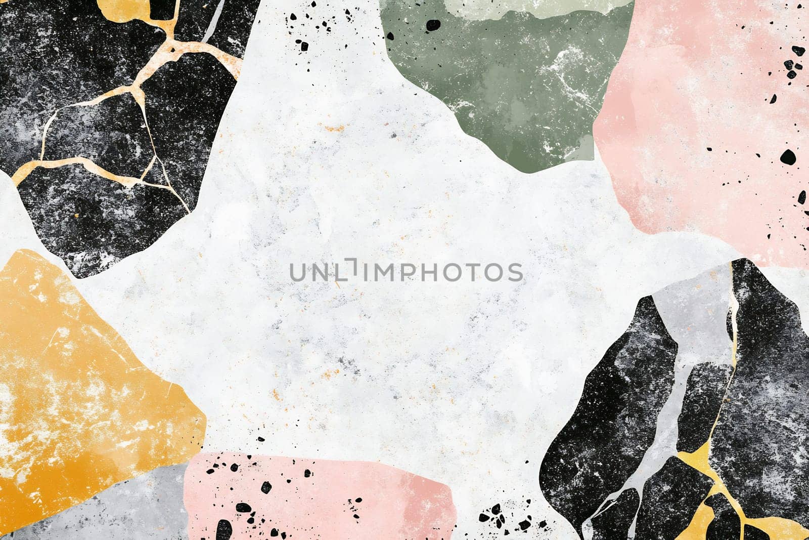 Colorful shapes in muted tones create a modern abstract design with contrasting textures. Perfect for decor or artistic inspiration.
