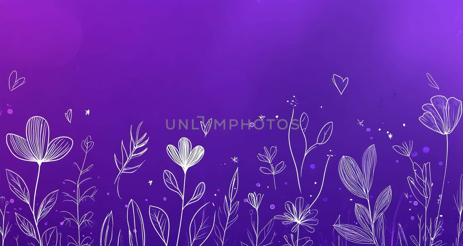 This artwork features elegant flower sketches against a rich purple background, highlighting their beauty and simplicity.