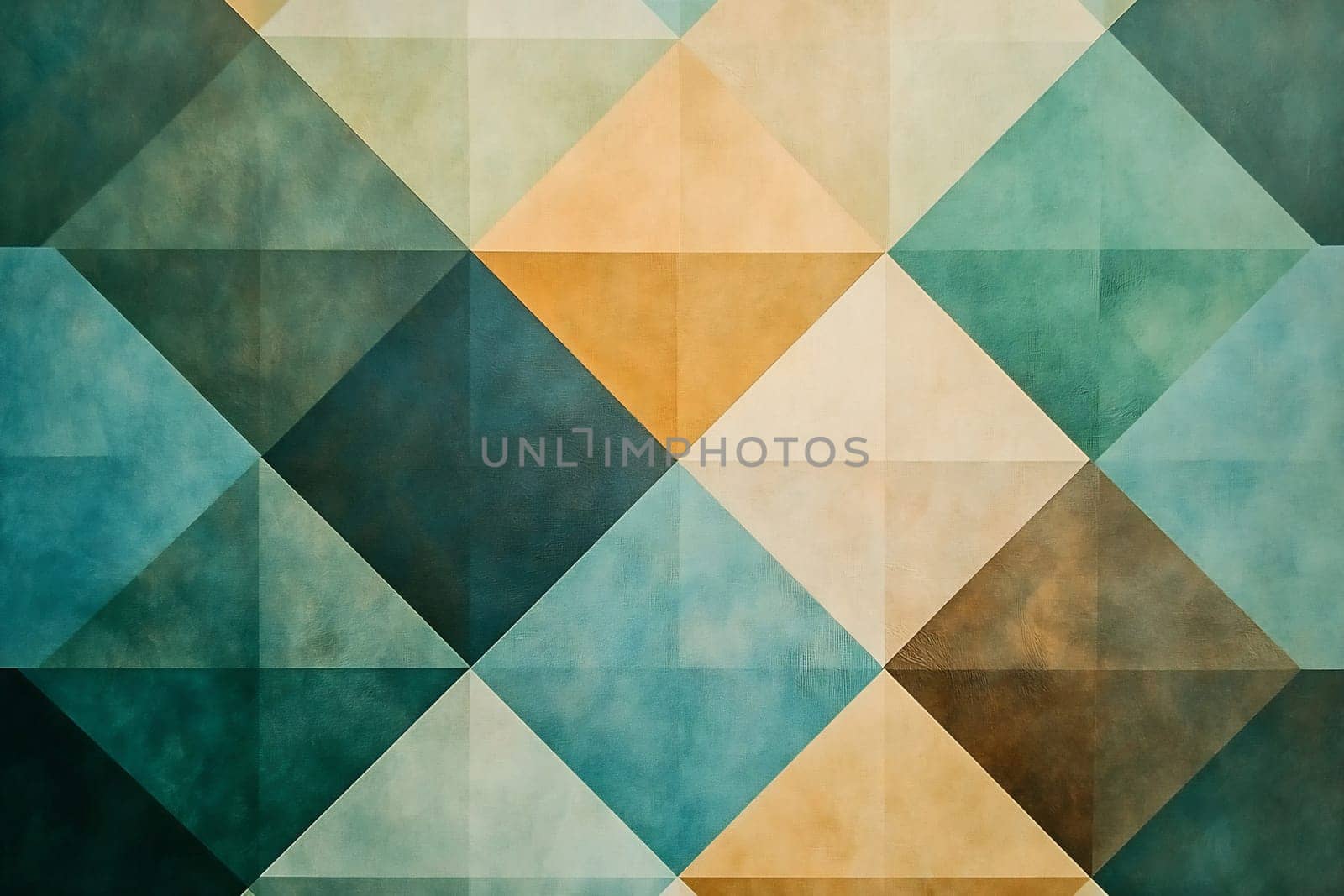 Vibrant triangular designs in various shades create an eye-catching wall decoration in a modern space.